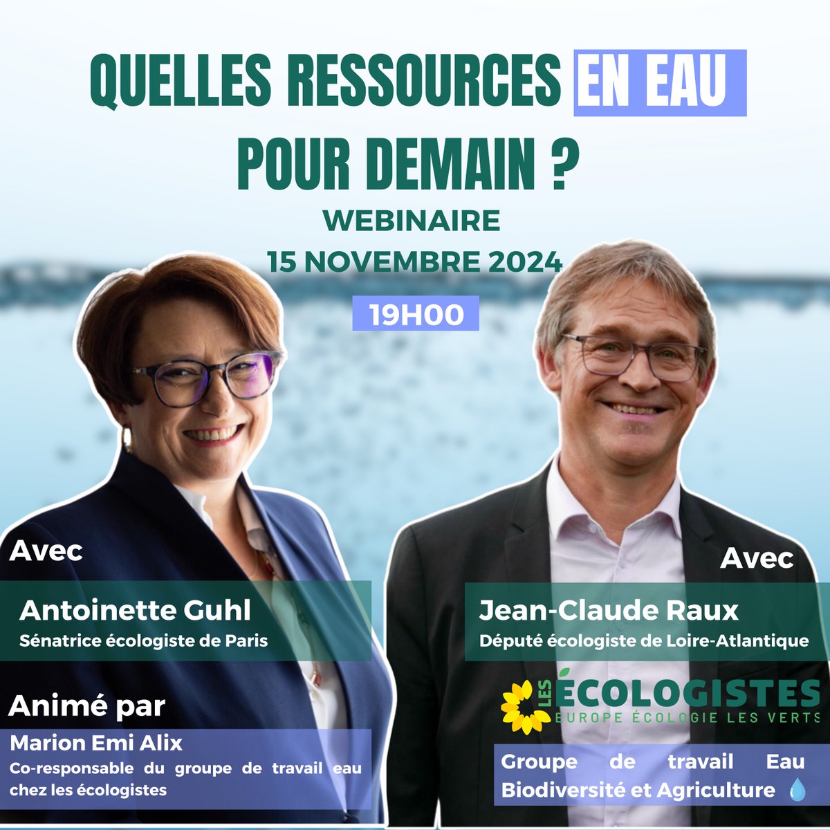 Webinaire eau des écologistes – avec Jean Claude Raux et Antoinette Guhl